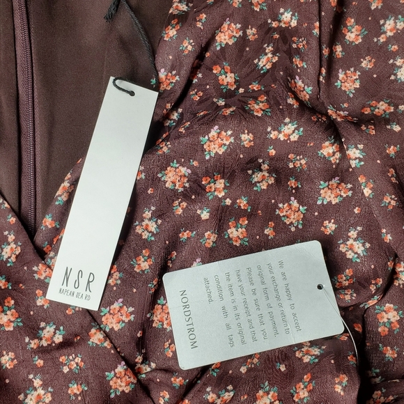 NWT Wrap Front Floral Ruched Mini Dress by NSR/Napean Sea Road Size Medium - Picture 4 of 16